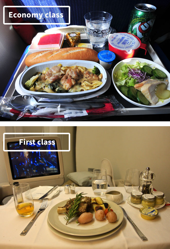 Το γεύμα που προσφέρουν οι αεροπορικές εταιρίες στην Πρώτη και στην Οικονομική θέση. - Εικόνα1