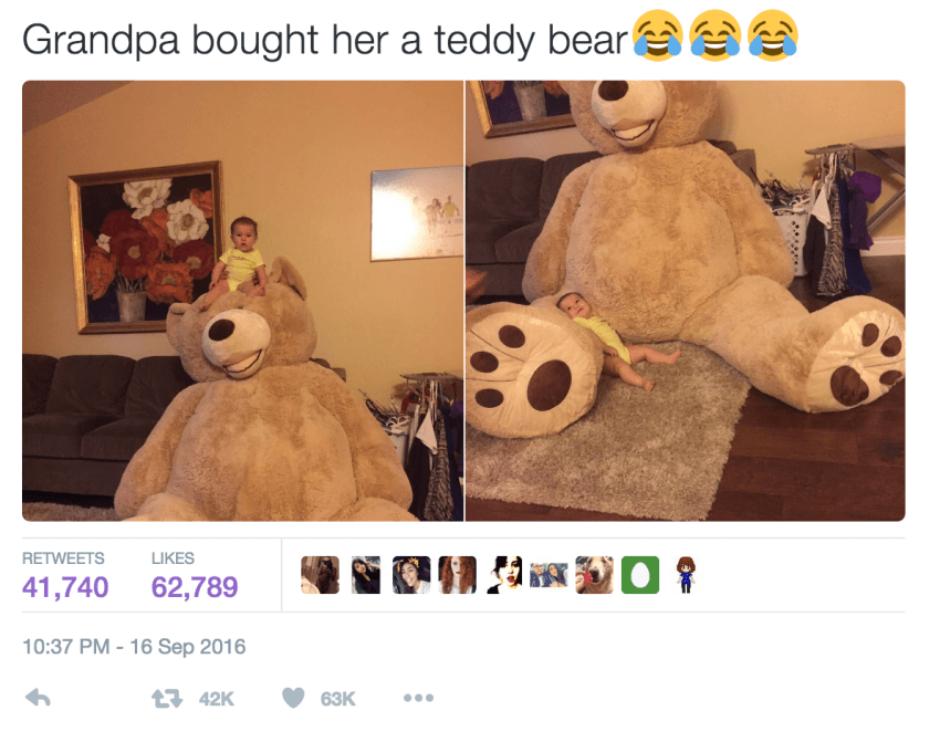 Ο παππούς της μικρής της έφερε δώρο τα μεγαλύτερο αρκούδι - Εικόνα 6