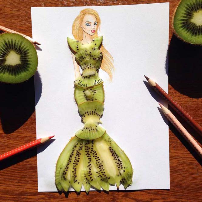 Σκιτσογράφος φαντάζεται δημιουργικά φορέματα από τρόφιμα - Εικόνα15