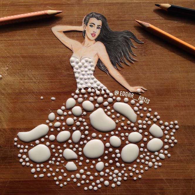 Σκιτσογράφος φαντάζεται δημιουργικά φορέματα από τρόφιμα - Εικόνα5