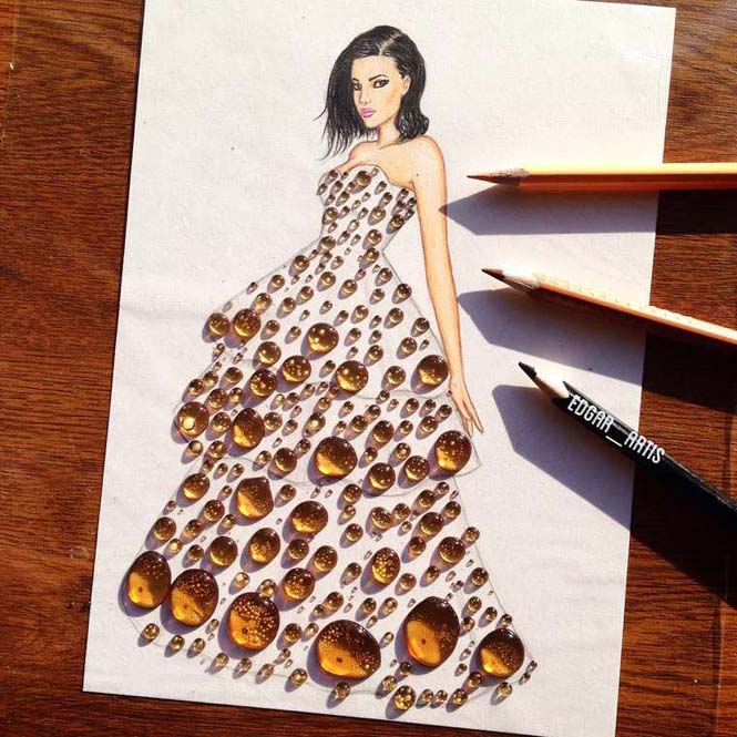 Σκιτσογράφος φαντάζεται δημιουργικά φορέματα από τρόφιμα - Εικόνα7