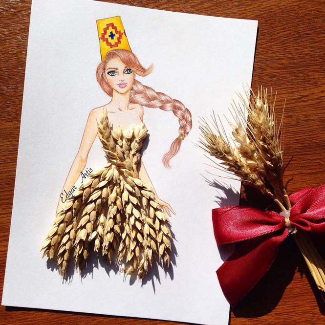 Σκιτσογράφος φαντάζεται δημιουργικά φορέματα από τρόφιμα - Εικόνα9