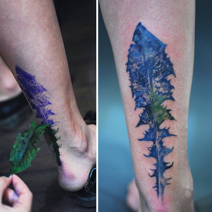 Tattoo Artist Χρησιμοποιεί Αληθινά Φύλλα και Λουλούδια για Μοναδικά Τατουάζ...! - Εικόνα 10