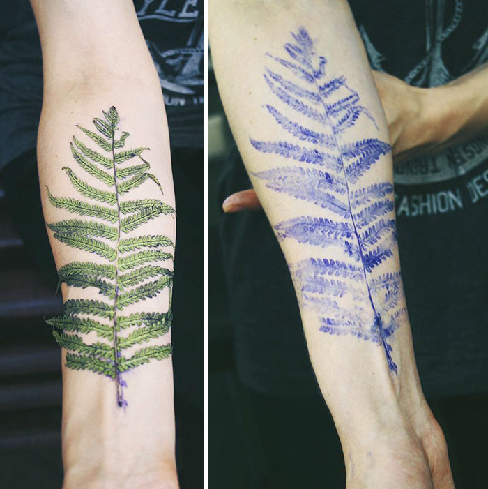 Tattoo Artist Χρησιμοποιεί Αληθινά Φύλλα και Λουλούδια για Μοναδικά Τατουάζ...! - Εικόνα 4