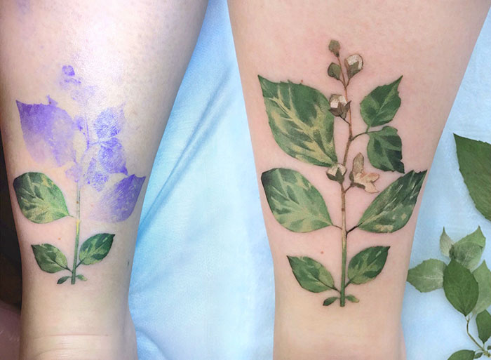 Tattoo Artist Χρησιμοποιεί Αληθινά Φύλλα και Λουλούδια για Μοναδικά Τατουάζ...! - Εικόνα 7