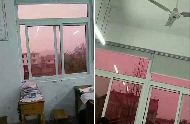 Ο ουρανός βάφτηκε ροζ σε πόλη της Κίνας - Εικόνα 1