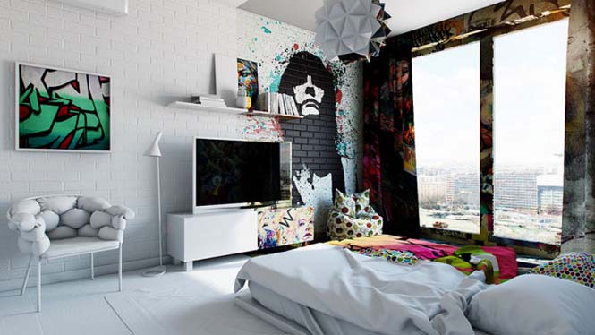 Ένας designer δημιούργησε ένα ξενοδοχείο μισό λευκό-μισό graffiti - Εικόνα 3