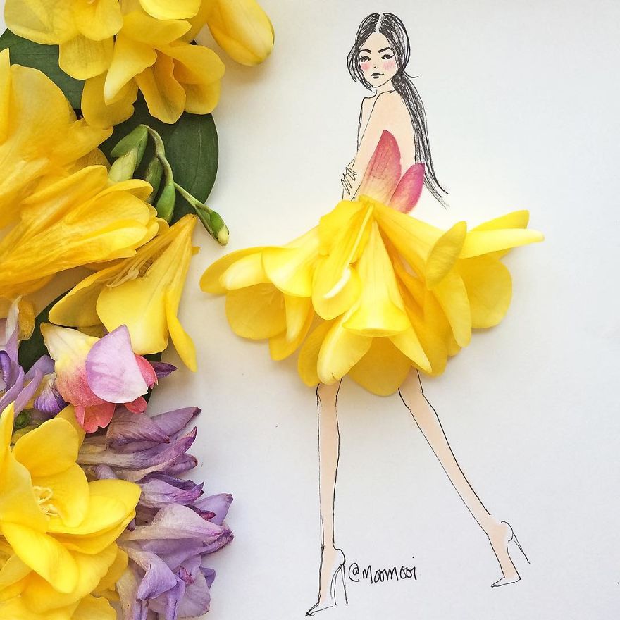 Σχέδια μόδας φτιαγμένα από λουλούδια και λαχανικά - Εικόνα 11
