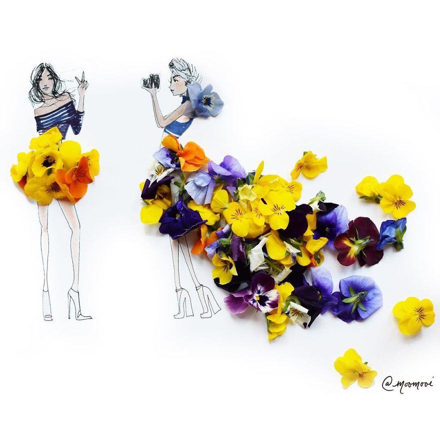 Σχέδια μόδας φτιαγμένα από λουλούδια και λαχανικά - Εικόνα 12