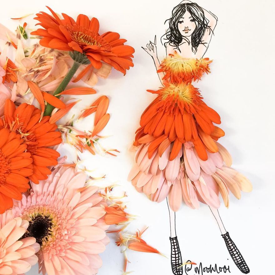 Σχέδια μόδας φτιαγμένα από λουλούδια και λαχανικά - Εικόνα 14