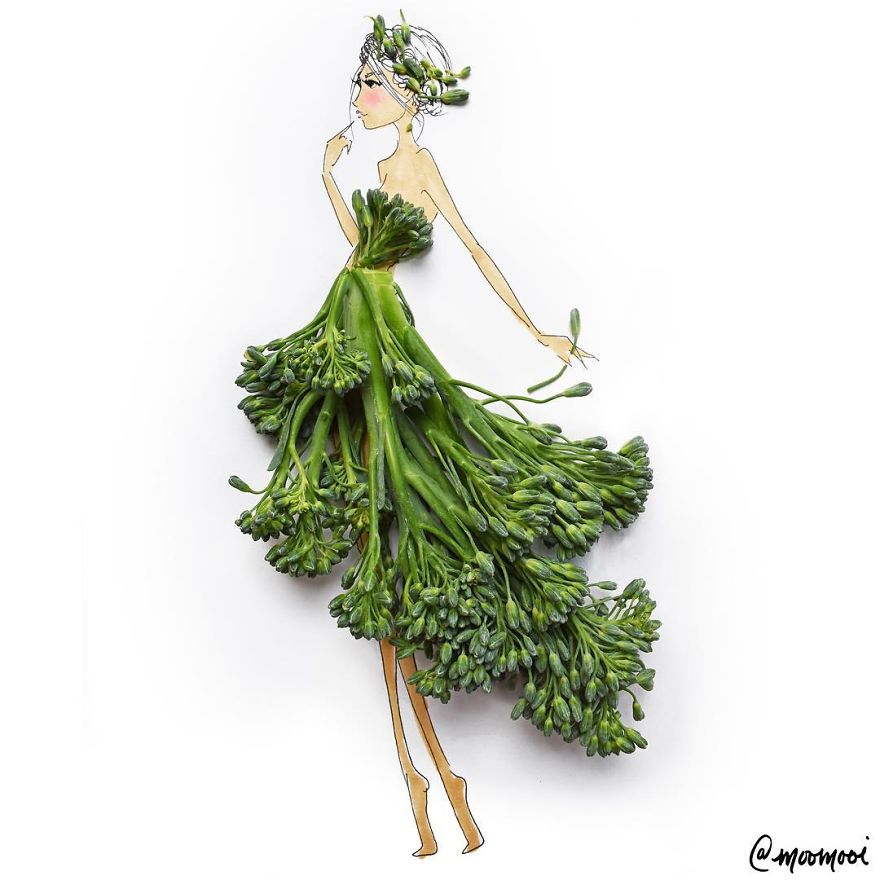 Σχέδια μόδας φτιαγμένα από λουλούδια και λαχανικά - Εικόνα 2