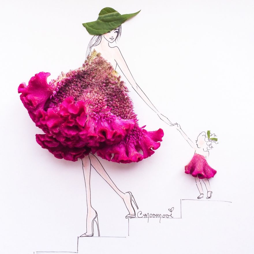 Σχέδια μόδας φτιαγμένα από λουλούδια και λαχανικά - Εικόνα 3