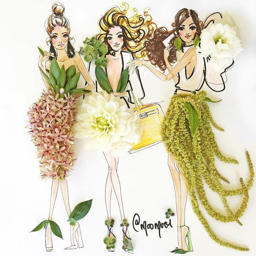 Σχέδια μόδας φτιαγμένα από λουλούδια και λαχανικά - Εικόνα 4