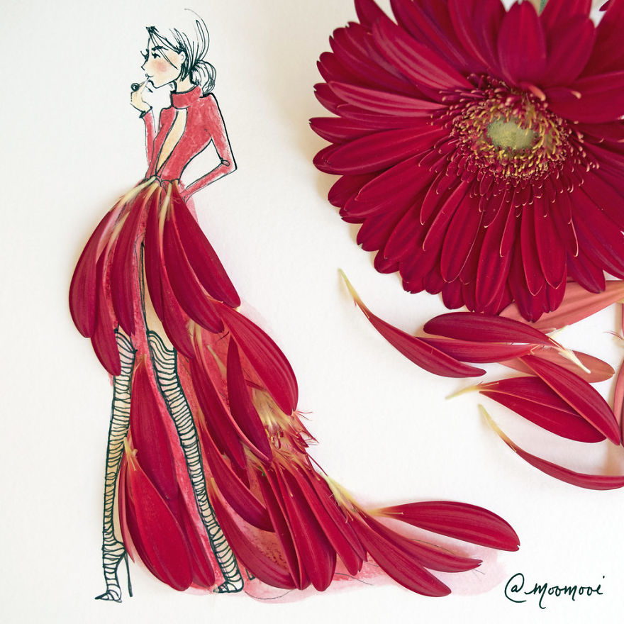 Σχέδια μόδας φτιαγμένα από λουλούδια και λαχανικά - Εικόνα 5