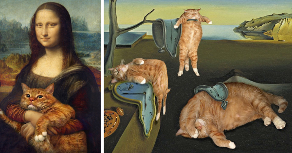 Ποιος είπε ότι μια γάτα δεν ταιριάζει σε ένα έργο τέχνης;