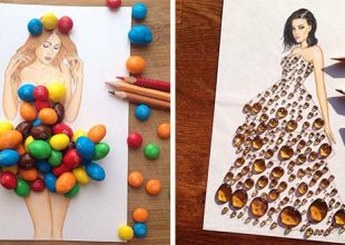 Σκιτσογράφος φαντάζεται δημιουργικά φορέματα από τρόφιμα
