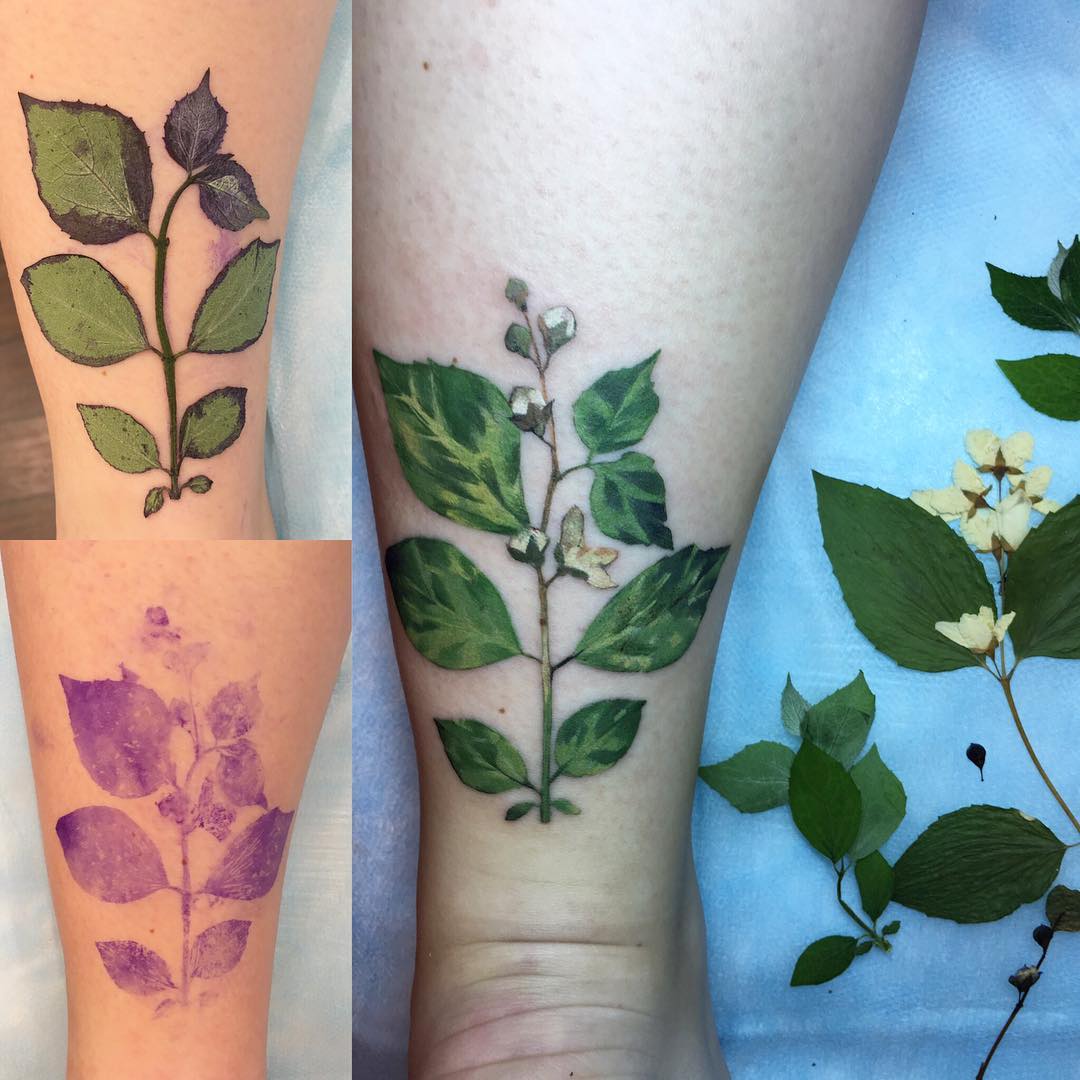 Tattoo Artist Χρησιμοποιεί Αληθινά Φύλλα και Λουλούδια για Μοναδικά Τατουάζ...! - Εικόνα 12