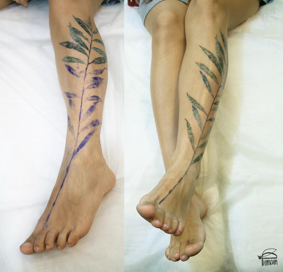 Tattoo Artist Χρησιμοποιεί Αληθινά Φύλλα και Λουλούδια για Μοναδικά Τατουάζ...! - Εικόνα 13