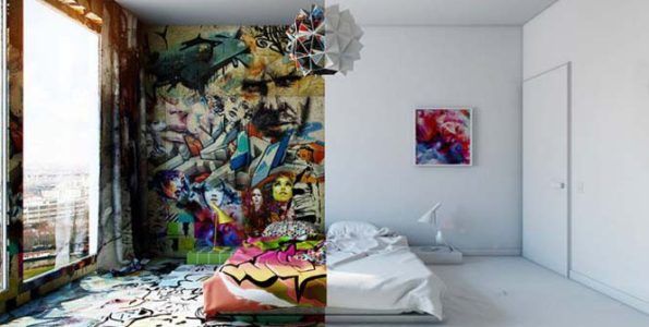 Ένας designer δημιούργησε ένα ξενοδοχείο μισό λευκό-μισό graffiti