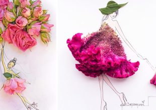 Σχέδια μόδας φτιαγμένα από λουλούδια και λαχανικάΣχέδια μόδας φτιαγμένα από λουλούδια και λαχανικά
