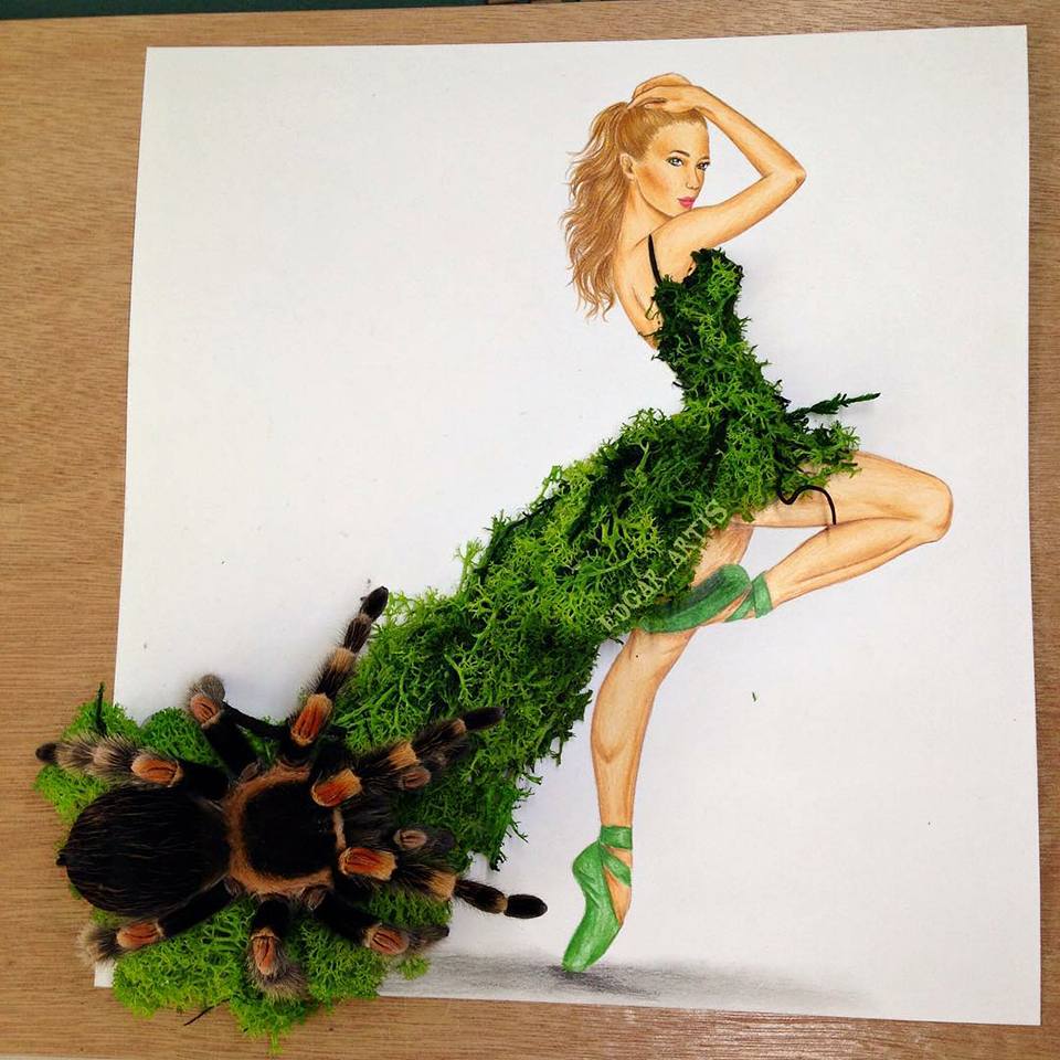 Σχέδιο μόδας με πρωταγωνιστές λαχανικά και λουλούδια