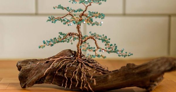 Παίρνει σύρμα και το μετατρέπει σε μινιατούρες bonsai!