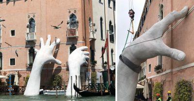 Τα τεράστια χέρια στην Βενετία που μας καλούν να σώσουμε τον πλανήτη μας